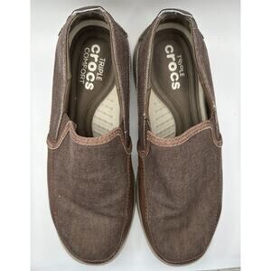Crocs Triple Comfort Mens Size 7 Slip On Loafers Brown